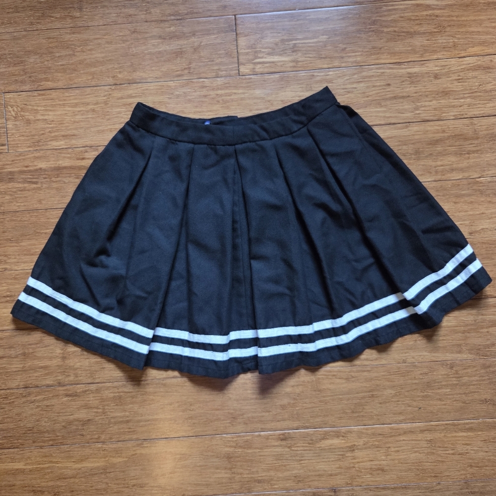 Black Pleated Skirt with White Stripes Hot Topic Anime Cosplay Small